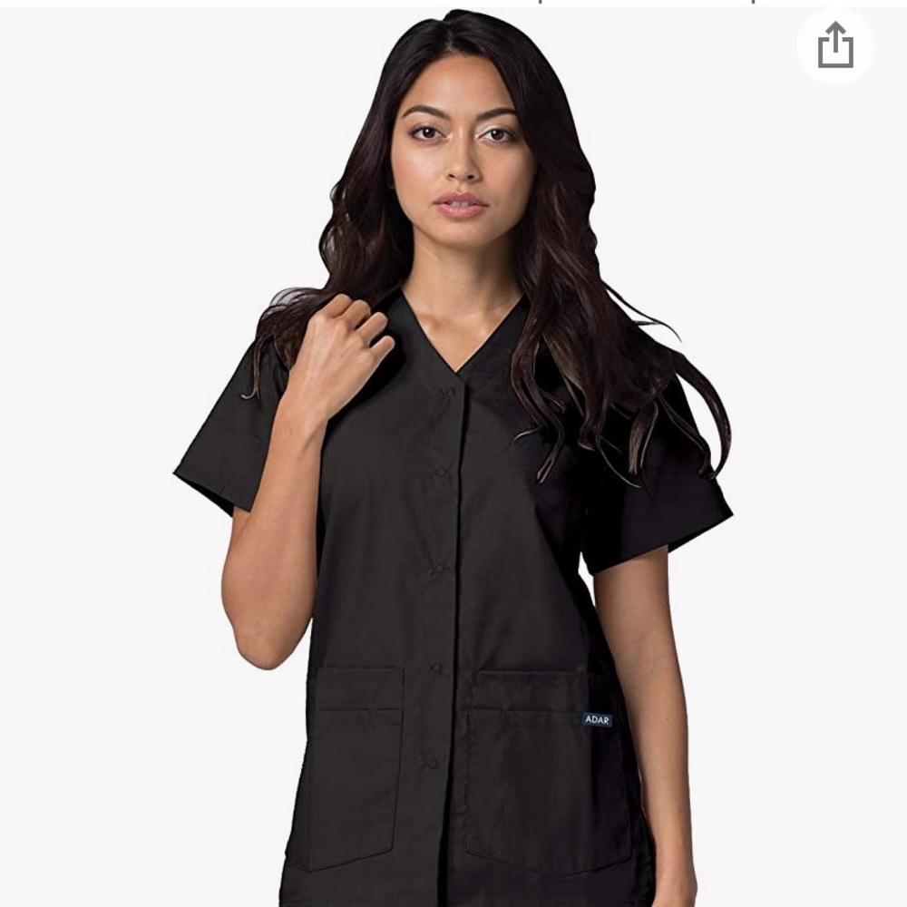 Amazon Medium black button up scrub top
